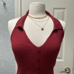 Aster Red Sleeveless Top